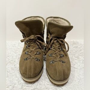 UGG Olive Green Suede Wool Lace Up Waterproof Dri Tech Boots Women’s Size 8